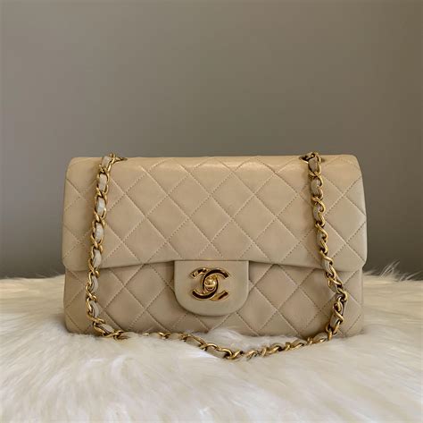 chanel classic flap bag beige small|vintage Chanel full flap bag.